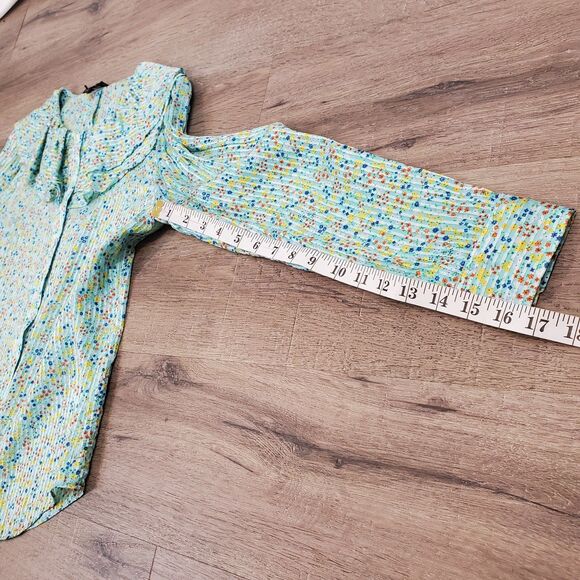 J.Crew Floral Ruffle Top Longsleeve Button Up S Cottagecore Preppy Coquette - Picture 9 of 11